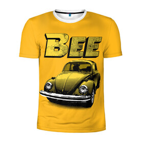 Мужская футболка 3D спортивная с принтом Transformers Bee в Новосибирске, 100% полиэстер с улучшенными характеристиками | приталенный силуэт, круглая горловина, широкие плечи, сужается к линии бедра | Тематика изображения на принте: bumblebee | transformers | автоботы | бамблби | мегатрон | оптимус прайм | роботы | трансформеры