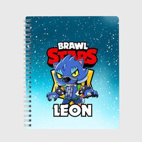 Тетрадь с принтом BRAWL STARS WEREWOLF LEON в Новосибирске, 100% бумага | 48 листов, плотность листов — 60 г/м2, плотность картонной обложки — 250 г/м2. Листы скреплены сбоку удобной пружинной спиралью. Уголки страниц и обложки скругленные. Цвет линий — светло-серый
 | brawl stars | brawl stars werewolf leon | brawler | leon | werewolf | бравл старз | бравлер | волк | леон | оборотень | оборотень леон