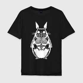 Мужская футболка хлопок Oversize с принтом Тоторо в Новосибирске, 100% хлопок | свободный крой, круглый ворот, “спинка” длиннее передней части | animal | anime | forest | japan | totoro | аниме | божество | дух | животное | зверь | лес | мой | сосед | тоторо | хранитель | япония