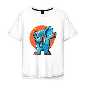 Мужская футболка хлопок Oversize с принтом Dab Elephant в Новосибирске, 100% хлопок | свободный крой, круглый ворот, “спинка” длиннее передней части | best | dab | dabbig | dance | elephant | hip hop | music | rap | африка | даб | даббинг | животные | крутой | музыка | рэп | слон | слоник | танец | хип хоп