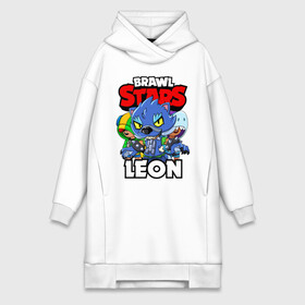 Платье-худи хлопок с принтом BRAWL STARS LEON в Новосибирске,  |  | brawl stars | brawl stars leon | brawler | leon | shark | werewolf | акула | бравл старз | бравлер | леон | оборотень