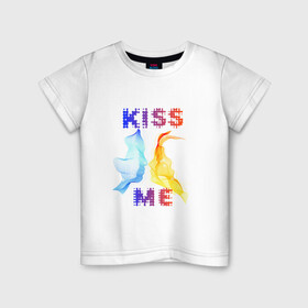 Детская футболка хлопок с принтом Kiss Me в Новосибирске, 100% хлопок | круглый вырез горловины, полуприлегающий силуэт, длина до линии бедер | cyber | kiss | абстракция | волны | любовь | поцелуй