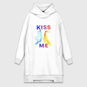 Платье-худи хлопок с принтом Kiss Me в Новосибирске,  |  | cyber | kiss | абстракция | волны | любовь | поцелуй