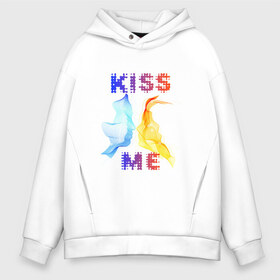 Мужское худи Oversize хлопок с принтом Kiss Me в Новосибирске, френч-терри — 70% хлопок, 30% полиэстер. Мягкий теплый начес внутри —100% хлопок | боковые карманы, эластичные манжеты и нижняя кромка, капюшон на магнитной кнопке | cyber | kiss | абстракция | волны | любовь | поцелуй