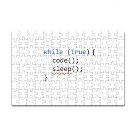 Пазл магнитный 126 элементов с принтом Code - sleep в Новосибирске, полимерный материал с магнитным слоем | 126 деталей, размер изделия —  180*270 мм | Тематика изображения на принте: c | c++ | code | coder | computer | hacker | java | programm | tag | жизнь | код | кодер | программа | программист | сон | хакер | хочу спать