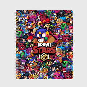 Тетрадь с принтом BRAWL STARS EL PRIMO в Новосибирске, 100% бумага | 48 листов, плотность листов — 60 г/м2, плотность картонной обложки — 250 г/м2. Листы скреплены сбоку удобной пружинной спиралью. Уголки страниц и обложки скругленные. Цвет линий — светло-серый
 | bibi | brawl stars | brock | bull | crow | dinomike | el primo | leon | mobile game | nita | poko | ricochet | stars | tara | бравл старс | ворон | леон | мобильные игры