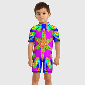 Детский купальный костюм 3D с принтом Неоновый фрактал в Новосибирске, Полиэстер 85%, Спандекс 15% | застежка на молнии на спине | abstract | abstraction | texture | абстракция | геометрия | иллюзия | обман зрения | оптический узор | текстура