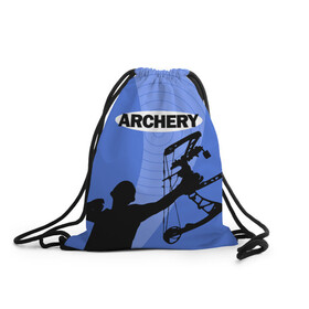 Рюкзак-мешок 3D с принтом Archery в Новосибирске, 100% полиэстер | плотность ткани — 200 г/м2, размер — 35 х 45 см; лямки — толстые шнурки, застежка на шнуровке, без карманов и подкладки | archer | archery | bow | bow hunter | bowhunter | лук | лучник | стрельба из лука
