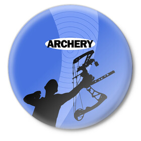 Значок с принтом Archery в Новосибирске,  металл | круглая форма, металлическая застежка в виде булавки | Тематика изображения на принте: archer | archery | bow | bow hunter | bowhunter | лук | лучник | стрельба из лука