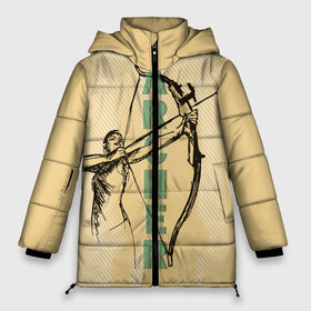 Женская зимняя куртка 3D с принтом Archer в Новосибирске, верх — 100% полиэстер; подкладка — 100% полиэстер; утеплитель — 100% полиэстер | длина ниже бедра, силуэт Оверсайз. Есть воротник-стойка, отстегивающийся капюшон и ветрозащитная планка. 

Боковые карманы с листочкой на кнопках и внутренний карман на молнии | archer | archery | bow | bow hunter | bowhunter | лук | лучник | стрельба из лука