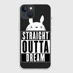 Чехол для iPhone 13 с принтом Тоторо Straight outta dream в Новосибирске,  |  | anime | hayao miyazaki | japanese | meme | miyazaki | piano | studio ghibli | tokyo | totoro | гибли | котобус | мой | сосед | сусуватари | тонари | тоторо | хаяо миядзаки