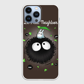 Чехол для iPhone 13 Pro Max с принтом My Neighbor Totoro кролик на микробе в Новосибирске,  |  | Тематика изображения на принте: anime | hayao miyazaki | japanese | meme | miyazaki | piano | studio ghibli | tokyo | totoro | гибли | котобус | мой | сосед | сусуватари | тонари | тоторо | хаяо миядзаки