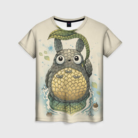 Женская футболка 3D с принтом My Neighbor Totoro заяц с чешуей в Новосибирске, 100% полиэфир ( синтетическое хлопкоподобное полотно) | прямой крой, круглый вырез горловины, длина до линии бедер | anime | hayao miyazaki | japanese | meme | miyazaki | piano | studio ghibli | tokyo | totoro | гибли | котобус | мой | сосед | сусуватари | тонари | тоторо | хаяо миядзаки