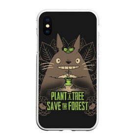 Чехол для iPhone XS Max матовый с принтом Plant a tree Save the forest в Новосибирске, Силикон | Область печати: задняя сторона чехла, без боковых панелей | anime | hayao miyazaki | japanese | meme | miyazaki | piano | studio ghibli | tokyo | totoro | гибли | котобус | мой | сосед | сусуватари | тонари | тоторо | хаяо миядзаки