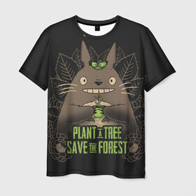 Мужская футболка 3D с принтом Plant a tree Save the forest в Новосибирске, 100% полиэфир | прямой крой, круглый вырез горловины, длина до линии бедер | anime | hayao miyazaki | japanese | meme | miyazaki | piano | studio ghibli | tokyo | totoro | гибли | котобус | мой | сосед | сусуватари | тонари | тоторо | хаяо миядзаки