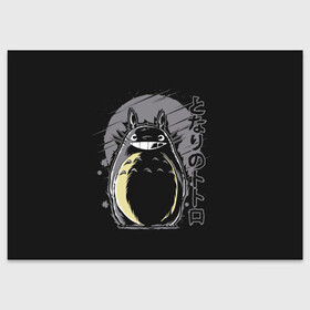 Поздравительная открытка с принтом Totoro в Новосибирске, 100% бумага | плотность бумаги 280 г/м2, матовая, на обратной стороне линовка и место для марки
 | anime | hayao miyazaki | japanese | meme | miyazaki | piano | studio ghibli | tokyo | totoro | гибли | котобус | мой | сосед | сусуватари | тонари | тоторо | хаяо миядзаки