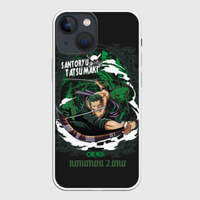 Чехол для iPhone 13 mini с принтом Santoryu Tatsumaki в Новосибирске,  |  | Тематика изображения на принте: anime | kaido | luffy | manga | one piece | theory | zoro | большой куш | ван | луффи | манга | манки д | мульт | пираты | пис | рыжий | сёнэн | сериал | шанкс