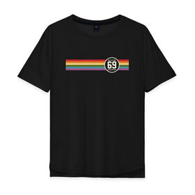 Мужская футболка хлопок Oversize с принтом Rainbow 69 в Новосибирске, 100% хлопок | свободный крой, круглый ворот, “спинка” длиннее передней части | 