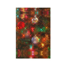 Обложка для паспорта матовая кожа с принтом Елка новогодняя с игрушками в Новосибирске, натуральная матовая кожа | размер 19,3 х 13,7 см; прозрачные пластиковые крепления | Тематика изображения на принте: balls | christmas tree | garland | gift | multicolored | new year | toys | гирлянда | год | елка | игрушки | новогодние | новый | подарок | разноцветный | шарики