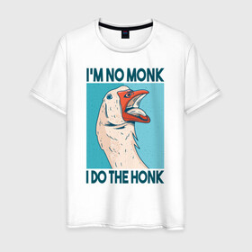 Мужская футболка хлопок с принтом Гусь Хонк в Новосибирске, 100% хлопок | прямой крой, круглый вырез горловины, длина до линии бедер, слегка спущенное плечо. | goose | honk | гуси | гусь | хонк
