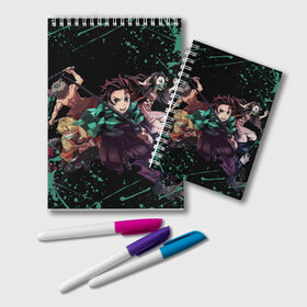 Блокнот с принтом DEMON SLAYER KIMETSU NO YAIBA КЛИНОК РАССЕКАЮЩИЙ ДЕМОНОВ в Новосибирске, 100% бумага | 48 листов, плотность листов — 60 г/м2, плотность картонной обложки — 250 г/м2. Листы скреплены удобной пружинной спиралью. Цвет линий — светло-серый
 | Тематика изображения на принте: demon slayer | kimetsu no yaiba | nezuko | shinobu | slayer | tanjiro | zenitsu | гию томиока | зенитсу | зенитцу | иноске хашибира | клинок рассекающий демонов | незуко | танджиро | шинобу кочо