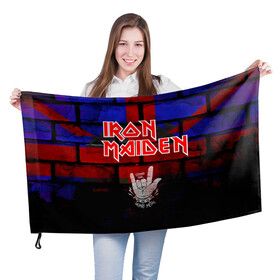 Флаг 3D с принтом Iron Maiden в Новосибирске, 100% полиэстер | плотность ткани — 95 г/м2, размер — 67 х 109 см. Принт наносится с одной стороны | iron maiden | англия | британия | металл | музыка | рок