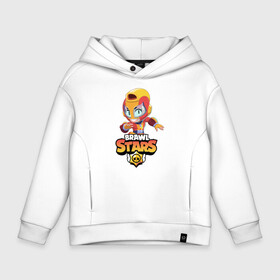 Детское худи Oversize хлопок с принтом BRAWL STARS MAX. в Новосибирске, френч-терри — 70% хлопок, 30% полиэстер. Мягкий теплый начес внутри —100% хлопок | боковые карманы, эластичные манжеты и нижняя кромка, капюшон на магнитной кнопке | Тематика изображения на принте: bib | brawl stars | bull | colt | crow | leon | leon shark | max | moba | sally leon | shark | акула | берли | биби | бравл старс | ворон | жанр | игра | кольт | леон | леон акула | макс | нита | спайк | шелли