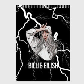 Скетчбук с принтом BILLIE EILISH в Новосибирске, 100% бумага
 | 48 листов, плотность листов — 100 г/м2, плотность картонной обложки — 250 г/м2. Листы скреплены сверху удобной пружинной спиралью | ayelish | bad guy | bellyache | bilie eilish | bilie elish | billie | billie eilish | eilish | electronic | elish | music | били айлиш | билли айлиш | эйлиш | элиш