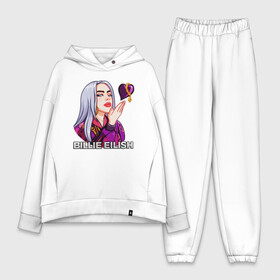 Женский костюм хлопок Oversize с принтом BILLIE EILISH в Новосибирске,  |  | ayelish | bad guy | bellyache | bilie eilish | bilie elish | billie | billie eilish | eilish | electronic | elish | music | били айлиш | билли айлиш | эйлиш | элиш