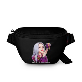 Поясная сумка 3D с принтом BILLIE EILISH в Новосибирске, 100% полиэстер | плотная ткань, ремень с регулируемой длиной, внутри несколько карманов для мелочей, основное отделение и карман с обратной стороны сумки застегиваются на молнию | ayelish | bad guy | bellyache | bilie eilish | bilie elish | billie | billie eilish | eilish | electronic | elish | music | били айлиш | билли айлиш | эйлиш | элиш