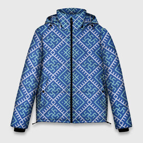 Мужская зимняя куртка 3D с принтом Славянский орнамент в Новосибирске, верх — 100% полиэстер; подкладка — 100% полиэстер; утеплитель — 100% полиэстер | длина ниже бедра, свободный силуэт Оверсайз. Есть воротник-стойка, отстегивающийся капюшон и ветрозащитная планка. 

Боковые карманы с листочкой на кнопках и внутренний карман на молнии. | Тематика изображения на принте: вышиванки | вышивка | народ | орнамент | православие | род | русские | русь | славяне | узор | украина
