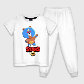 Детская пижама хлопок с принтом BRAWL STARS EL BROWN. в Новосибирске, 100% хлопок |  брюки и футболка прямого кроя, без карманов, на брюках мягкая резинка на поясе и по низу штанин
 | Тематика изображения на принте: 