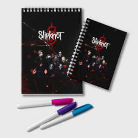 Блокнот с принтом Slipknot в Новосибирске, 100% бумага | 48 листов, плотность листов — 60 г/м2, плотность картонной обложки — 250 г/м2. Листы скреплены удобной пружинной спиралью. Цвет линий — светло-серый
 | slipknot | металл | музыка | рок | слипкнот