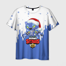 Мужская футболка 3D с принтом BRAWL STARS ОБОРОТЕНЬ LEON. в Новосибирске, 100% полиэфир | прямой крой, круглый вырез горловины, длина до линии бедер | brawl stars | leon | moba | бравл старс | жанр | игра | леон | оборотень | оборотень leon