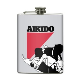Фляга с принтом Aikido в Новосибирске, металлический корпус | емкость 0,22 л, размер 125 х 94 мм. Виниловая наклейка запечатывается полностью | 