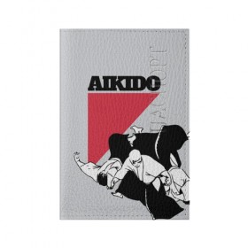 Обложка для паспорта матовая кожа с принтом Aikido в Новосибирске, натуральная матовая кожа | размер 19,3 х 13,7 см; прозрачные пластиковые крепления | 