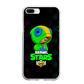 Чехол для iPhone 7Plus/8 Plus матовый с принтом BRAWL STARS LEON в Новосибирске, Силикон | Область печати: задняя сторона чехла, без боковых панелей | bib | brawl stars | colt | crow | el brown | leon | leon shark | max | moba | sally leon | shark | акула | берли | биби | бравл старс | браун | ворон | жанр | игра | кольт | леон | леон акула | макс | нита | шелли