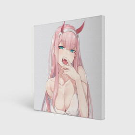 Холст квадратный с принтом Ahegao Zero Two в Новосибирске, 100% ПВХ |  | ahegao | аниме | девушка | рисунок | тян | чертик