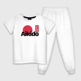Детская пижама хлопок с принтом Aikido в Новосибирске, 100% хлопок |  брюки и футболка прямого кроя, без карманов, на брюках мягкая резинка на поясе и по низу штанин
 | aikido | аикидо | айкидо | восточные единоборства | единоборства | морихей уэсиба