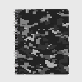 Тетрадь с принтом Пиксельный камуфляж в Новосибирске, 100% бумага | 48 листов, плотность листов — 60 г/м2, плотность картонной обложки — 250 г/м2. Листы скреплены сбоку удобной пружинной спиралью. Уголки страниц и обложки скругленные. Цвет линий — светло-серый
 | военный камуфляж | камуфляж | комуфляж | пиксели | пиксель | пиксельный камуфляж