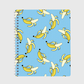 Тетрадь с принтом Banana art в Новосибирске, 100% бумага | 48 листов, плотность листов — 60 г/м2, плотность картонной обложки — 250 г/м2. Листы скреплены сбоку удобной пружинной спиралью. Уголки страниц и обложки скругленные. Цвет линий — светло-серый
 | banana | pop art | банан | бананы | поп арт