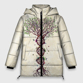 Женская зимняя куртка 3D с принтом Дерево жизни в Новосибирске, верх — 100% полиэстер; подкладка — 100% полиэстер; утеплитель — 100% полиэстер | длина ниже бедра, силуэт Оверсайз. Есть воротник-стойка, отстегивающийся капюшон и ветрозащитная планка. 

Боковые карманы с листочкой на кнопках и внутренний карман на молнии | бабочки | ветви | ветки | дерево | днк | жизнь | корни | крона | птички
