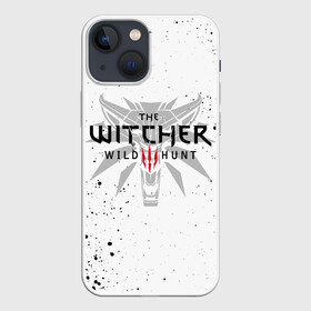 Чехол для iPhone 13 mini с принтом ВЕДЬМАК ВОЛК БРЫЗГИ КРАСОК   THE WITCHER в Новосибирске,  |  | geralt | the witcher | the witcher wild hunt | witcher | wolf | ведьмак | ведьмак 3 | волк | геральт | охотник