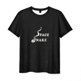Мужская футболка 3D с принтом Space snake в Новосибирске, 100% полиэфир | прямой крой, круглый вырез горловины, длина до линии бедер | bite | cyborg snake | rick and morty | ship | snakes | space snake | vdgerir | рик и морти