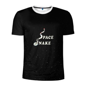 Мужская футболка 3D спортивная с принтом Space snake в Новосибирске, 100% полиэстер с улучшенными характеристиками | приталенный силуэт, круглая горловина, широкие плечи, сужается к линии бедра | Тематика изображения на принте: bite | cyborg snake | rick and morty | ship | snakes | space snake | vdgerir | рик и морти