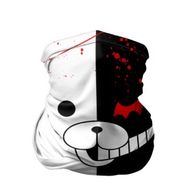 Бандана-труба 3D с принтом MONOKUMA в Новосибирске, 100% полиэстер, ткань с особыми свойствами — Activecool | плотность 150‒180 г/м2; хорошо тянется, но сохраняет форму | anime | bear | black  white | danganronpa | kurokuma | monodam | monokuma | monomi | monotaro | rabbit | school | shirokuma | аниме | главарь | мoноми | монокума | черно белый | школа