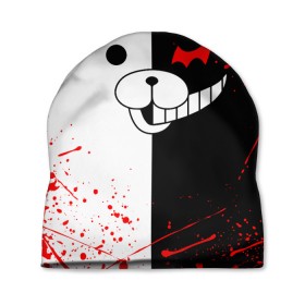 Шапка 3D с принтом MONOKUMA в Новосибирске, 100% полиэстер | универсальный размер, печать по всей поверхности изделия | anime | bear | black  white | danganronpa | kurokuma | monodam | monokuma | monomi | monotaro | rabbit | school | shirokuma | аниме | главарь | мoноми | монокума | черно белый | школа