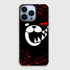 Чехол для iPhone 13 Pro с принтом Monokuma красные брызги в Новосибирске,  |  | anime | bear | black  white | danganronpa | kurokuma | monodam | monokuma | monomi | monotaro | rabbit | school | shirokuma | аниме | главарь | мoноми | монокума | черно белый | школа