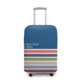 Чехол для чемодана 3D с принтом Pantone цвет года (с 2012 по 2020 гг.) в Новосибирске, 86% полиэфир, 14% спандекс | двустороннее нанесение принта, прорези для ручек и колес | в полоску | веб дизайнеру | декоратору | дизайнеру | институт pantone | классический синий | пантон | подарок дизайнеру | полосатый | полоска | полоски | разноцветный | синий | художнику | цвет 2020