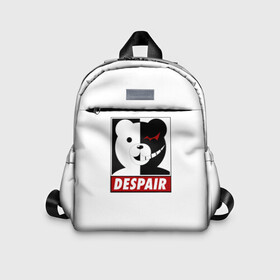 Детский рюкзак 3D с принтом Monokuma despair в Новосибирске, 100% полиэстер | лямки с регулируемой длиной, сверху петелька, чтобы рюкзак можно было повесить на вешалку. Основное отделение закрывается на молнию, как и внешний карман. Внутри дополнительный карман. По бокам два дополнительных кармашка | Тематика изображения на принте: anime | art | bear | danganronpa | japan | monokuma | аниме | арт | животное | манга | медведь | мишка | мульфильм | персонаж | плюшевый | япония